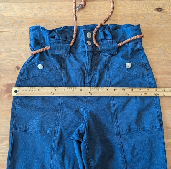 Veronica Beard Pants Womens 26 Blue Navy Karter Belted Paperbag Straight Leg - Picture 6 of 11